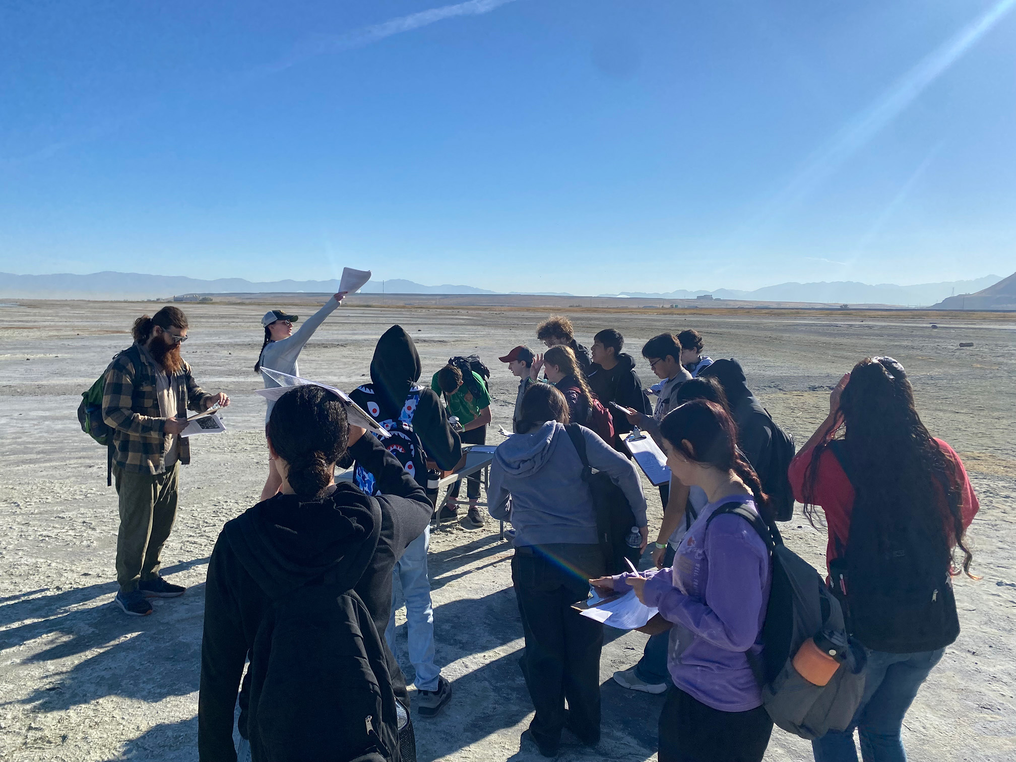 students on the salt flats